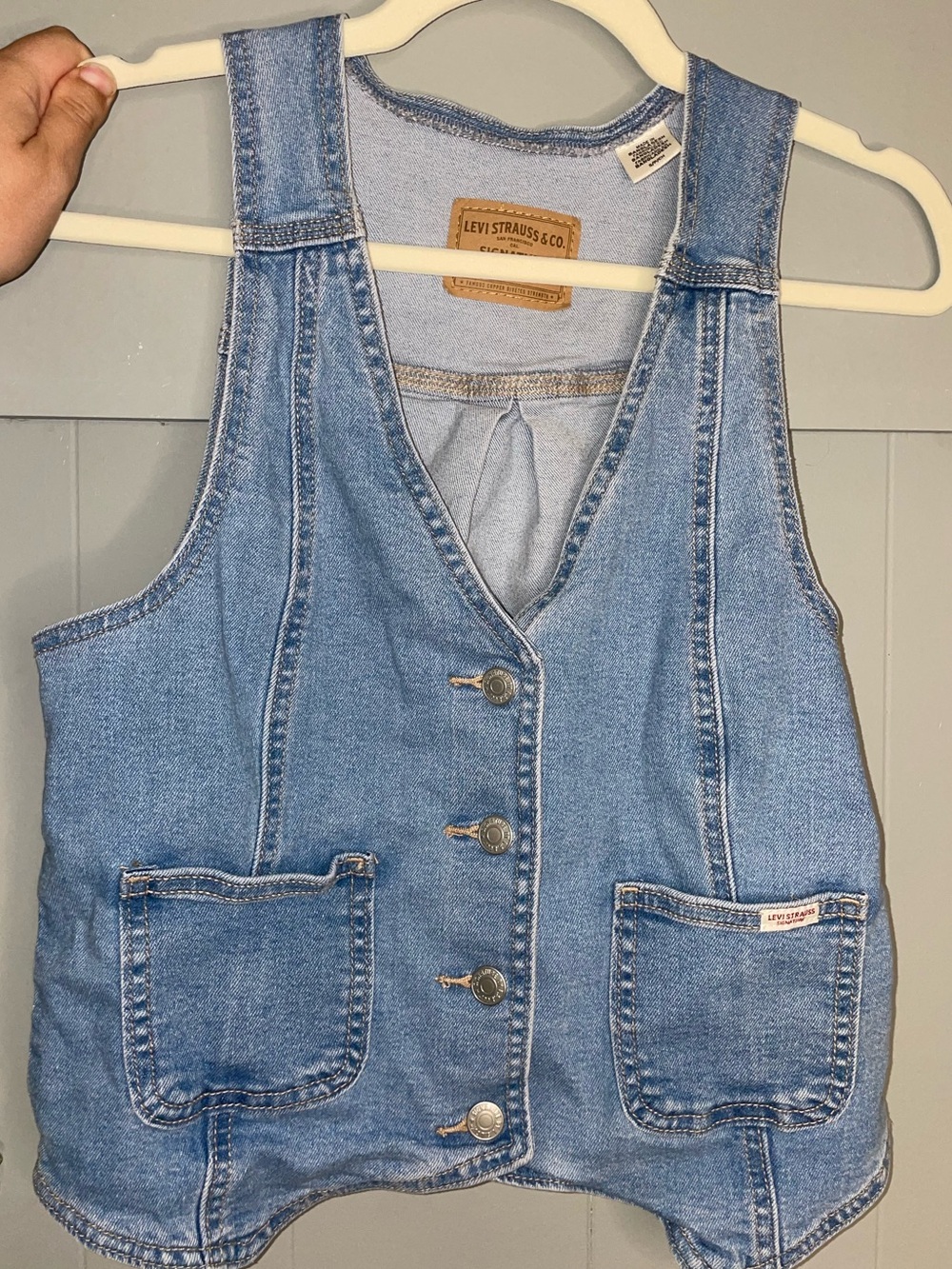 Levi's Light Wash Denim Button Down Vest Vintage Boho layering 90s Y2K